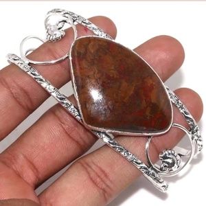 New Crazy Lace Agate Silver Cuff Bracelet.